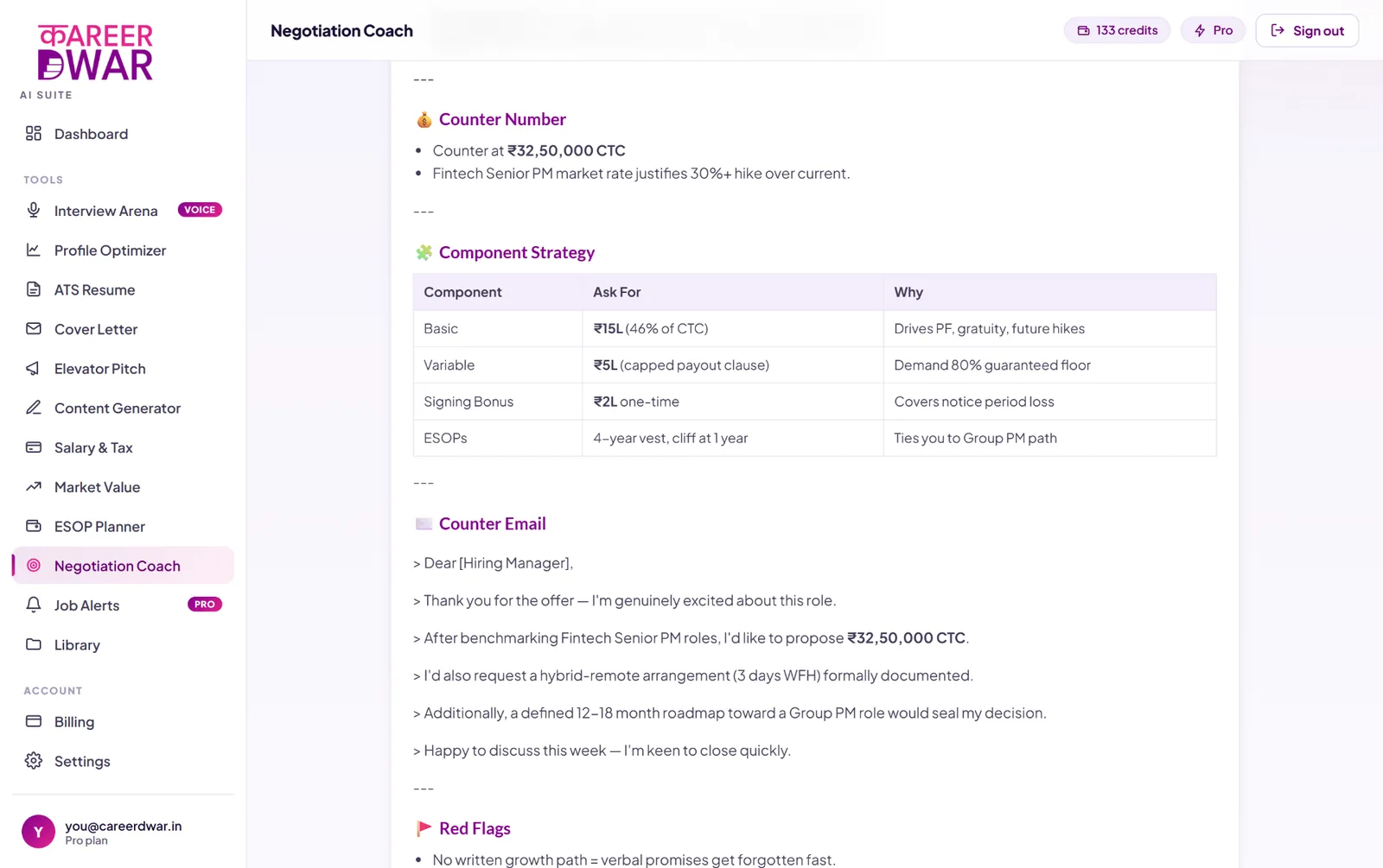 Negotiation Coach in Career AI Suite